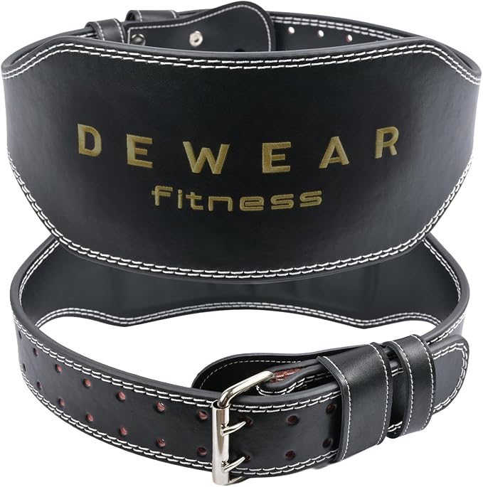 Genuine Leather Weight Lifting Belt, 4”& 6” Padded Lumbar Back Support, 10 Adjustable Holes, Gym Weight Belt Ideal for Deadlift, Powerlifting, Bodybuilding and Squat