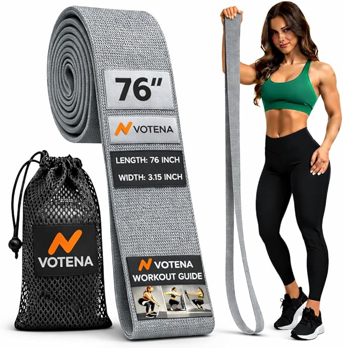 76 Inch Extended Length Resistance Bands - Heavy Duty Elastic Fabric & Natural Rubber Long Workout Loop for Pull Up Assist, Vertical Jump Training, Mobility & Full Body Fitness