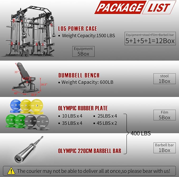 Multi-Purpose Squat Rack,Smith Machine Weight Rack Set with Cable Crossover System, Home Gym Power Racks, Power Racks and Packages