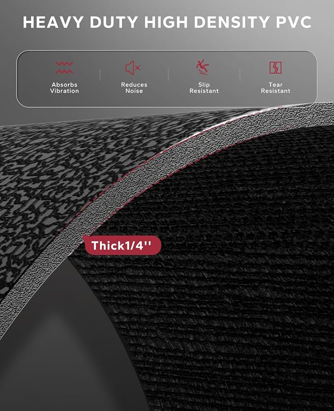 HAPBEAR Treadmill Mat, 55"x24"/68"x24"/79"x35.5" Non-Slip Foldable Exercise Equipment Mat for Walking Pad, Weight Bench, Noise Reducing Shock Absorbing Floor Protector for Home Gym, Carpet & Hardwood Floors