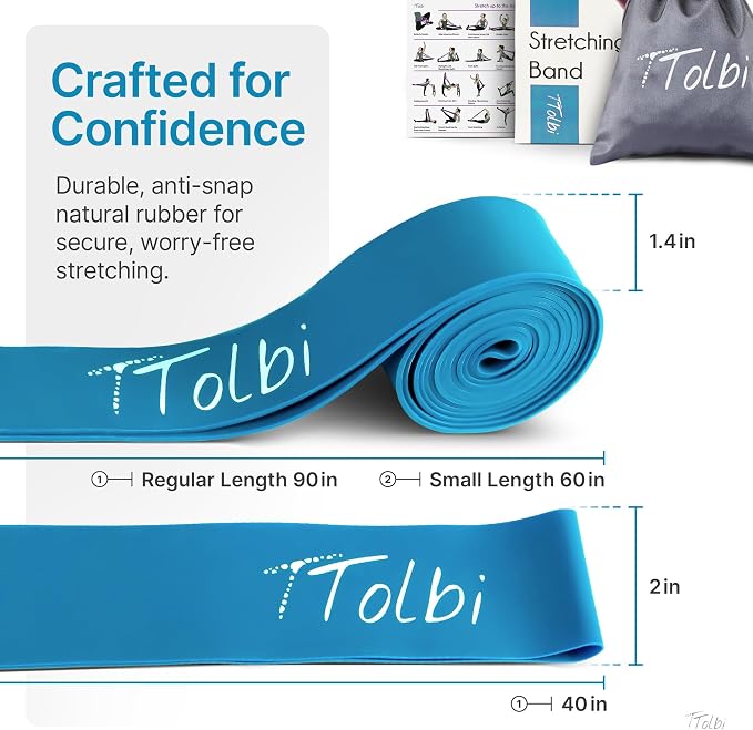 2-Pack Ballet Stretch Bands with Foot Mini Loop, Natural Rubber Dance Bands | Splits and flexibility training for kids, teens and adult dancers, gymnasts and cheerleaders, beginner guide and travel bag