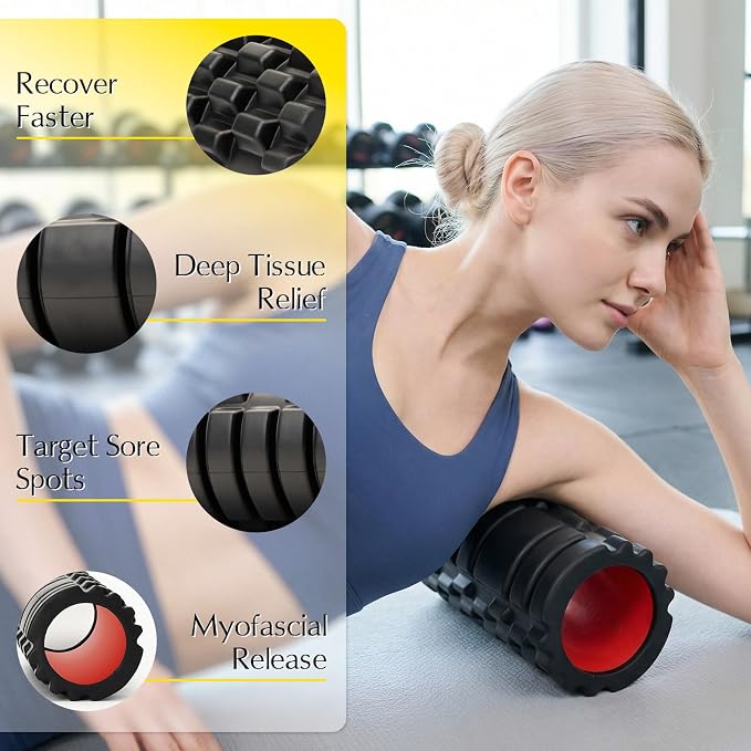 Foam Roller for Deep Tissue Massager Multi Density Massage Roller | Exercise Patented Roller for Muscle Massage & Myofascial Trigger Point Release Back Roller Improves Mobility, Pilates, Yoga