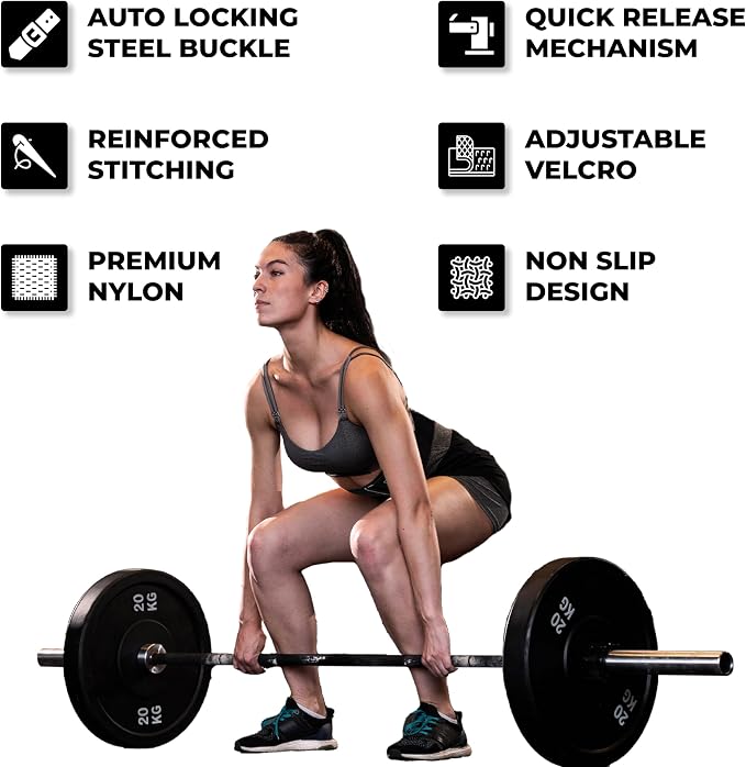 Quick Locking Weight Lifting Belt - Adjustable Lifting Belt for Powerlifting, Squat, Deadlift and Back Support, 4 inch Gym Belt for Men and Women