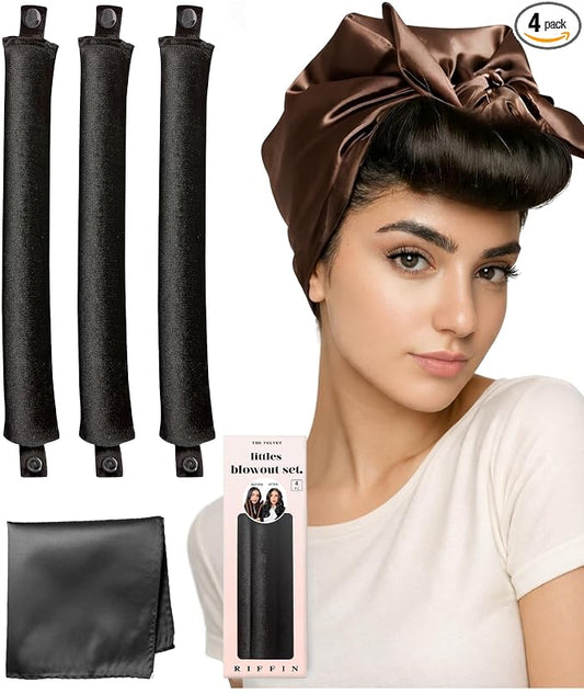Littles Heatless Curls Overnight Rods - Upgraded Directional Grip Velvet Heatless Hair Curler to Sleep in No Heat Heatless Curling Flexi Rods Foam Hair Rollers for Blowout Look Long & Short Hair