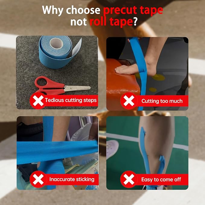 Precut Kinesiology Tape for Ankle, 20 Pcs - Ankle Support & Stability, Ankle Pain Relief - Waterproof & Elastic, Breathable Hypoallergenic Latex-Free Tape, Beige