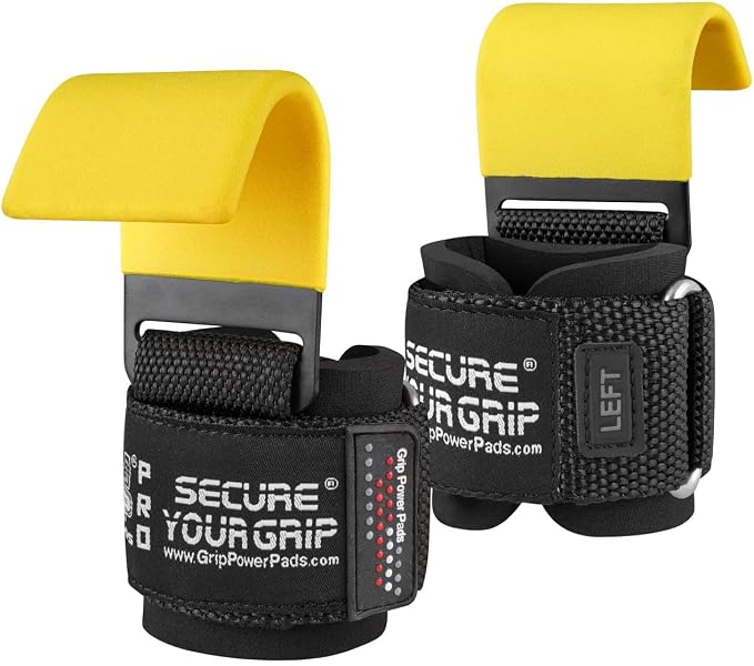 Weight Lifting Rod Hooks Heavy Duty Wrist Wraps Power Weight Lifting Training Gym Grips Straps Set of 2
