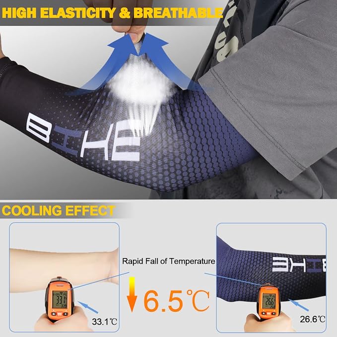 beister Arm Sleeves for Men & Women, UV Protection Cooling Cover and Cyling | Lightweight stretch; sweat-wicking comfort; cycling, volleyball, baseball, driving and gardening; washable tattoo coverage