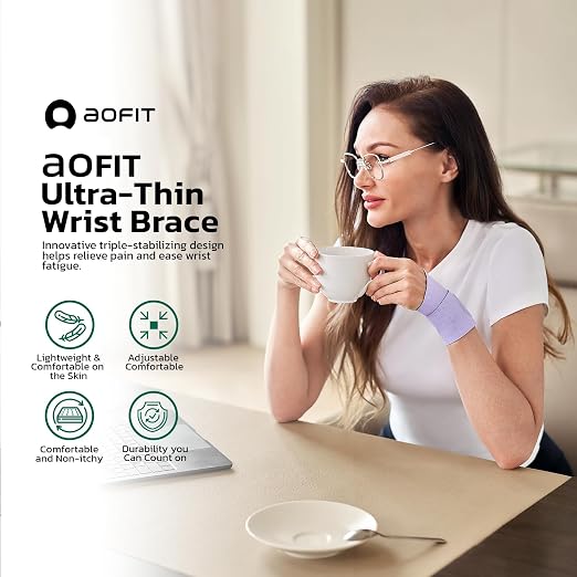 aoFIT Adjustable Wrist Brace for Pain Relief, Carpal Tunnel & Tendonitis Support – Ergonomic Compression, Breathable & Anti-Slip Design, Fits Left & Right Hand, Ideal for Sports, Gaming & Office Use