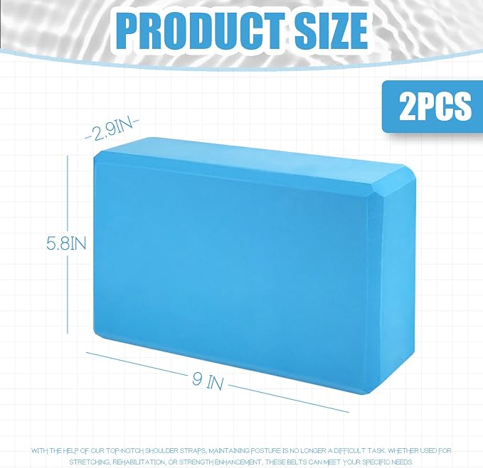 Septo 2 Pcs Yoga Blocks, 9x6x3 Inch Foam Blocks for Pilates | High density EVA foam Yoga Props lightweight non-slip surface for meditation stretching balance training