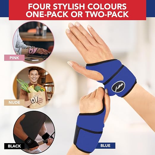 Doctor Developed Wrist Brace - Wrist wrap for Carpal Tunnel Arthritis,Tendonitis, Hand Support - Ideal for Fitness, Weightlifting - Handbook included (Blue (Pack of 1), Wrist Brace)