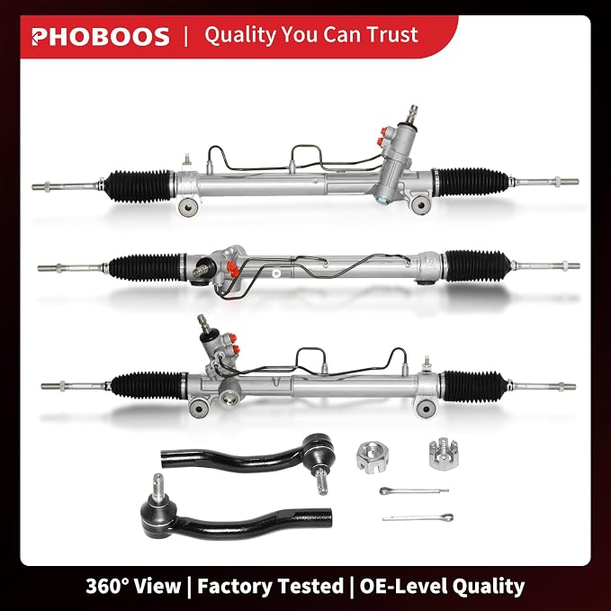 PHOBOOS Hydraulic Power Steering Rack and Pinion Assembly Compatible with Lexus ES300/ES330 & Toyota Camry/Solara, with Outer Tie Rod Ends, 2002-2006, Ref. 26-2606, ES80602