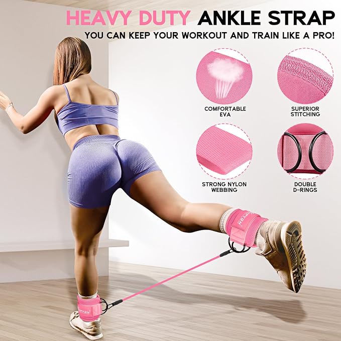 HPYGN Ankle Resistance Bands, Ankle Bands for Working Out with Cuffs, Resistance Bands for Leg Butt Training Workout Equipment for Kickbacks Hip Gluteus Training, Ankle Strap with Exercise Bands