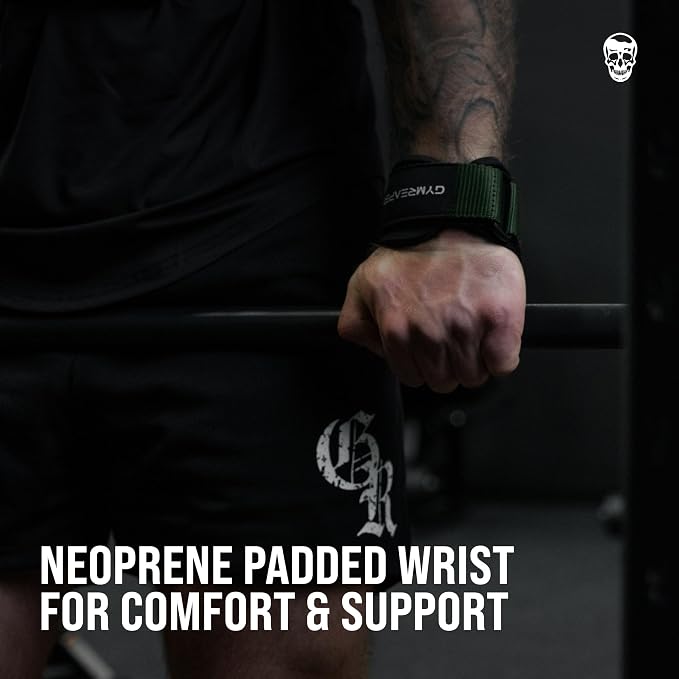 Gymreapers Weight Lifting Grips (Pair) for Heavy Powerlifting, Deadlifts, Rows, Pull Ups, with Neoprene Padded Wrist Wraps Support and Strong Rubber Gloves or Straps for Bodybuilding