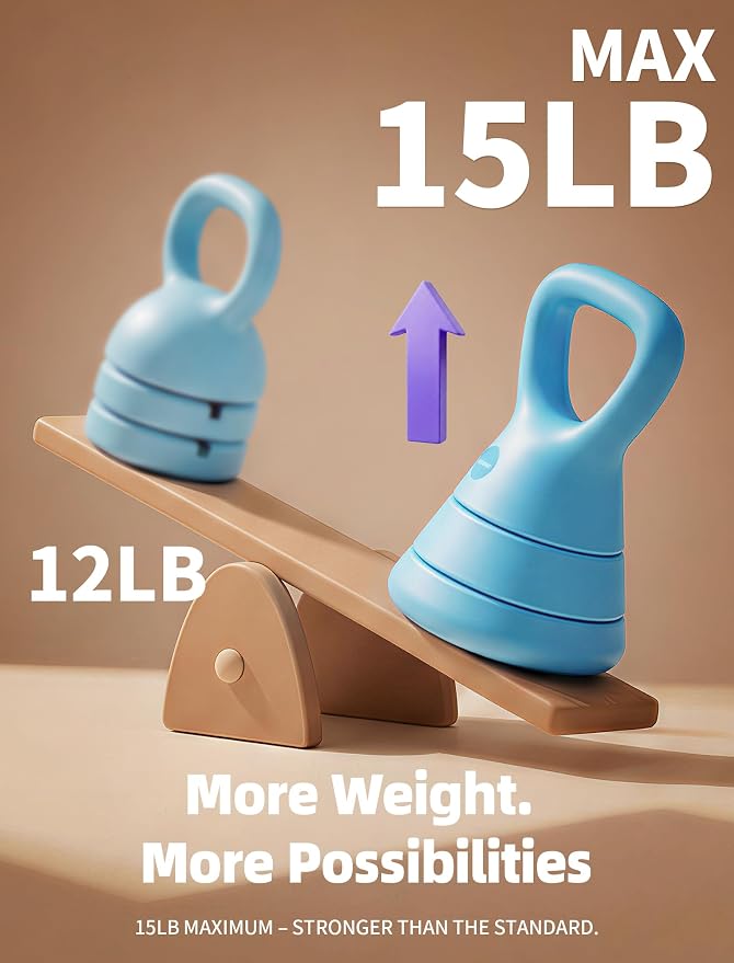 Adjustable Kettlebell, 5lb 9lb 15lb Kettlebell Weights Set, Ergonomic Design & Wide-Handle for Home Gym, Full-Body Workouts Strength Training and Weight Loss, Good for Men Women & Beginners