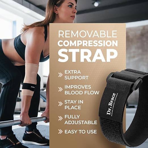 DR. BRACE® Elite Elbow Brace Support, Breathable Elbow Compression Sleeve with Gel Pad for Golfer's, Tennis Elbow & Tendonitis Treatment & Pain Relief