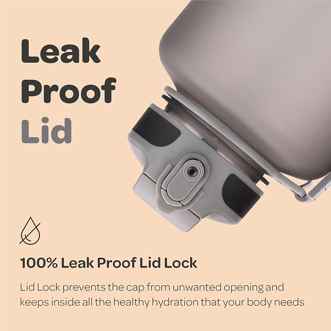 Hydracy 2L Large Water Bottle, Shatterproof, BPA Free Tritan Plastic, Leakproof, Zero Condensation, With Detachable Carry Strap, Spillproof Lid, Convenient Silicon Spout, Ideal for Gym, Yoga | Leakproof,BPA Free,No Sweat Neoprene Sleeve,Carry Strap,Dai...