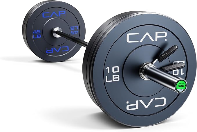 CAP Barbell Olympic Weight Set with 7ft Barbell & Bumper Plates | 160-370 lbs | Multiple Options