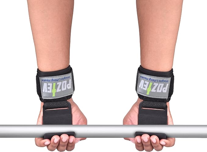 Weight Lifting Hooks (PAIR) - Padded Wrist Wraps - Hand Grips Deadlift Straps for Men and Women - Grip Support for Bodybuilding Heavy Gym Workout - Ideal for Deadlifts, Powerlifting, Shrugs, Pull-Ups