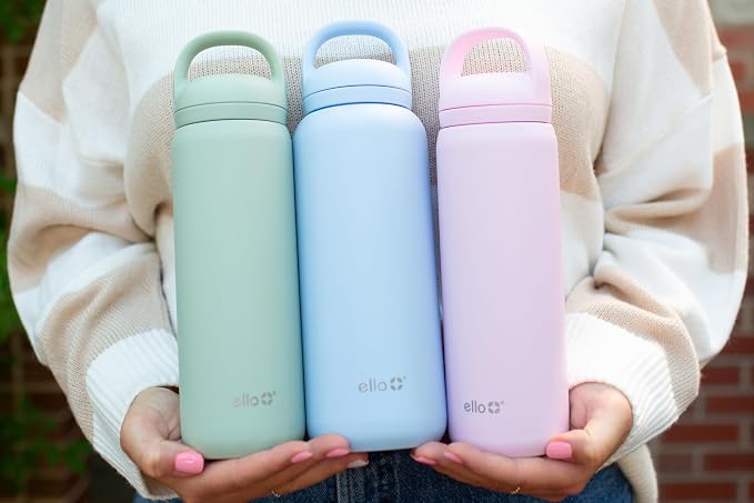 Ello Cooper Twist 32oz Insulated Stainless Steel Chug Water Bottle, Halogen Blue