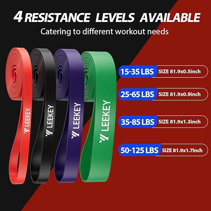 LEEKEY Pull Up Assistance Bands,Muit Levels Resistance Bands for Senior/Adults,Exercise Bands with Door Anchor, Strength Bands for Fitness Training, Physical Therapy,Home Gym Workouts