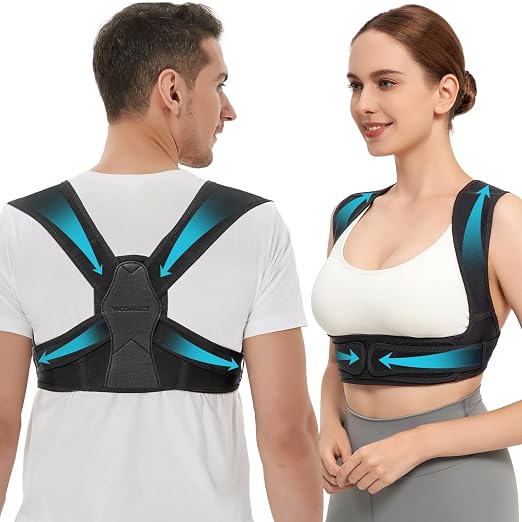 Posture Corrector for Women and Men, Adjustable Upper Back Brace for Clavicle Support and Providing Pain Relief from Neck, Shoulder, and Upper Back (Black, Small/Medium)
