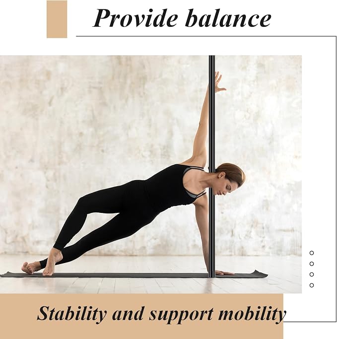 Hiboom 6/9 Pcs 5ft Yoga Stick Natural Bamboo Black Exercise Stick with Non-Slip Rubber Ends Stretching Tool Posture Corrector Stretch Tool for Flexibility, Workout, Balance Fitness