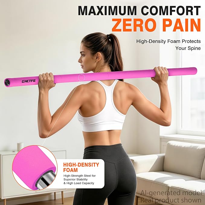 Adjustable Yoga Stick for Stretching & Balance, Upgraded Workout Pilates Equipment for Back Posture Corrector, 4-Section Steel Mobility Bar for Flexibility, Physical Therapy, Exercise Training