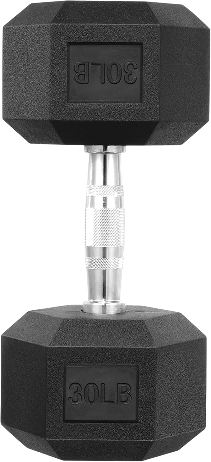 HulkFit Rubber Coated Hex Dumbbells, Anti-Roll Hand Weights, Non-Slip Ergonomic Handle Low Odor for Home Gym