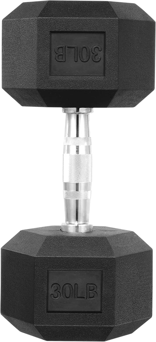HulkFit Rubber Coated Hex Dumbbells, Anti-Roll Hand Weights, Non-Slip Ergonomic Handle Low Odor for Home Gym