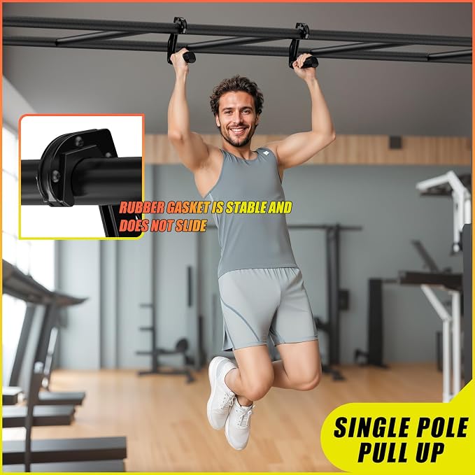 Neutral Grip Handles for Pull Up Bar, Pull Up Handles with Ergonomic Portable Hooks for Home Gym, Calisthenics, Strength Training, Resistance Bands – Black