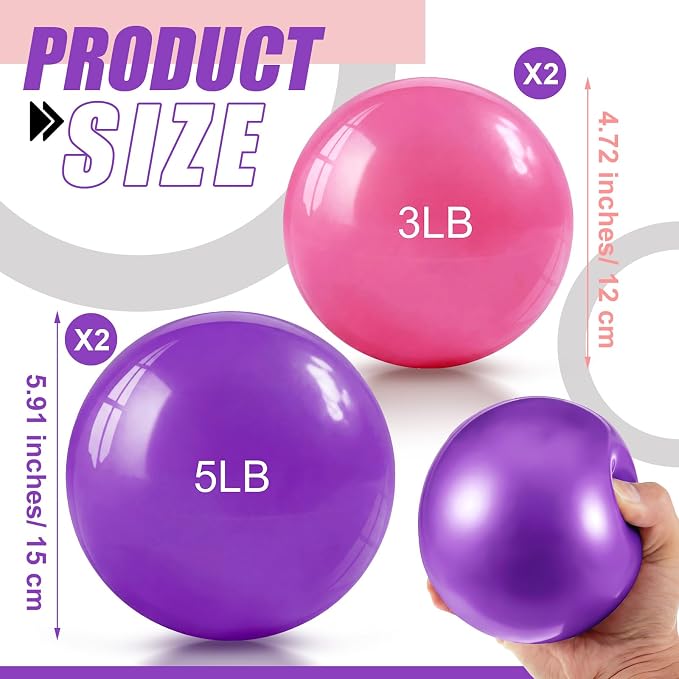 Halloscume 1 lb 2lb 3lb 4lb 5lb Weighted Toning Balls for Exercise, Innovations Soft Medicine Balls for Exercise, Pilates, Yoga, Balance, Flexibility
