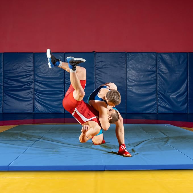 BalanceFrom 6x4 Feet 4-Panel Folding Gymnastics Mat – 2-Inch Thick Pad with Vinyl Surface and Carrying Handles for Tumbling, Yoga, Pilates, Home Workouts, and Martial Arts