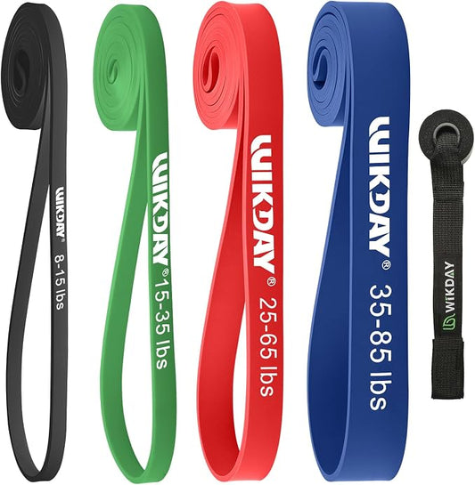 WIKDAY Resistance Bands, Pull Up Bands, Workout Bands for Exercise, Thick Heavy Resistance Band Set with Door Anchor, Elastic Bands for Body Stretching, Training at Home/Gym for Men & Women