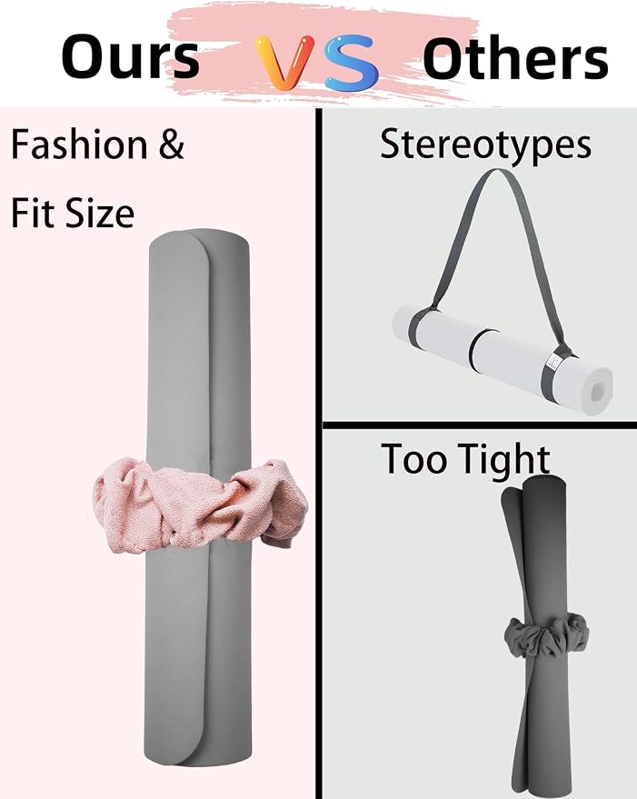 Yoga Mat Scrunchie Yoga Mat Strap Carrier Pilates Mat Holder | Holds Your Yoga Mat in Style, Adjustable & Stretchy Yoga Mat Band, Fits Most Standard Yoga Mats (mat not included),Yoga Gifts