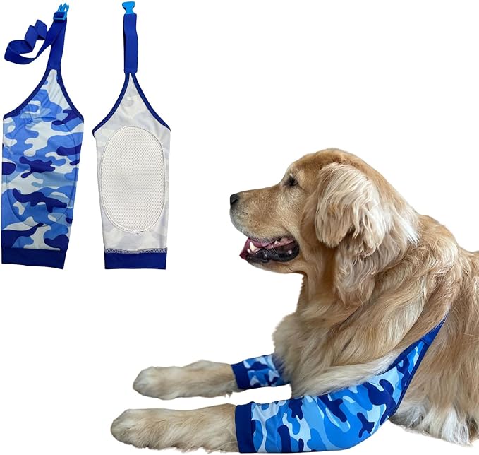 HDKUW Dog Elbow Protector, Dog Front Leg Recovery Sleeve for Prevent Licking Wound, Elbow Sleeves with Mesh Pad for Medium Large Dogs