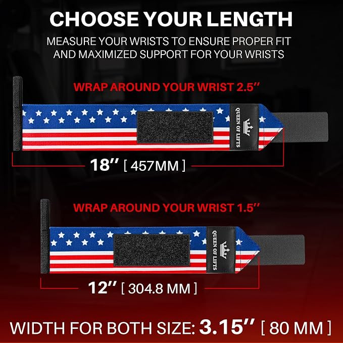 TECEUM Elastic Cotton Weightlifting Wrist Wraps with Thumb Loops, 1 Pair