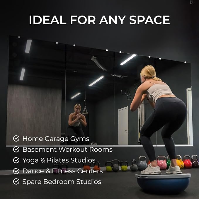 Fab Glass and Mirror Large Gym Mirror for Home Gym 36x72 - Full Length Ultra-Clear Annealed Glass Wall Mount - DIY Workout Display with Safety Backing - 1/4 Inch Low-Iron