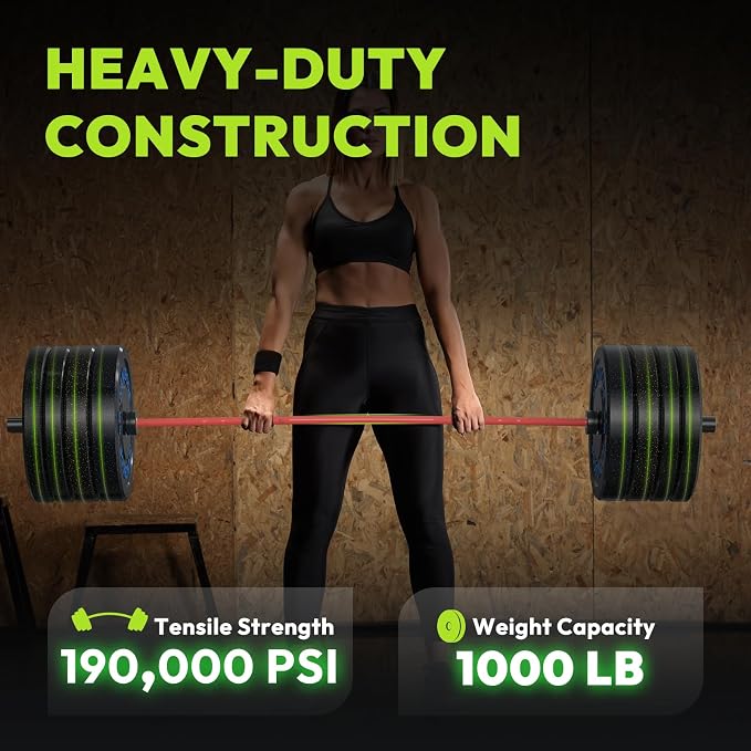 HANDBODE 35 lb Olympic Barbell 6.5 ft, 2 Inch Womens Bars, 1000 lb Capacity | Spring Steel Construction, Knurled Grip, Weightlifting, Bench Press, Deadlift, Squat, Home Gym Strength Training
