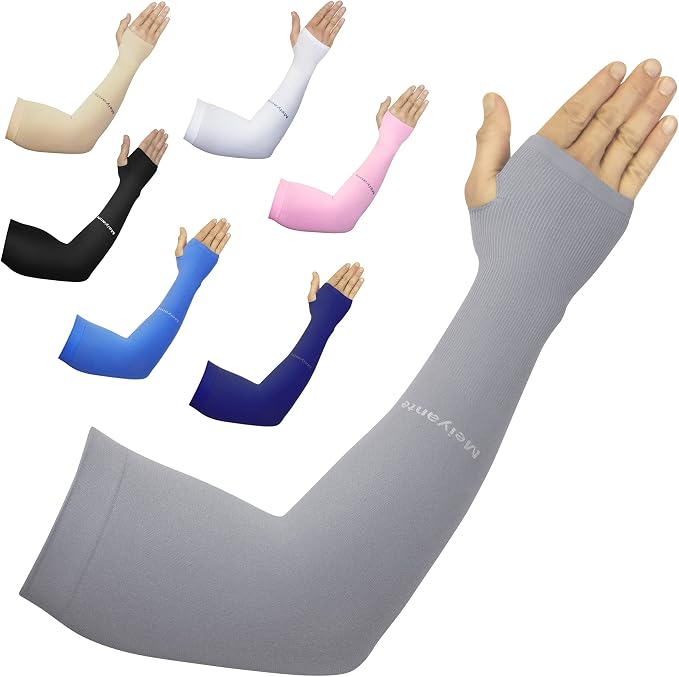Cooling Arm Sleeves for Men & Women, UPF 50+ UV Protection | Wrist-length UPF 50+ arm sleeves for work, driving, gardening and sports; 88% nylon/12% spandex; 1 pair.