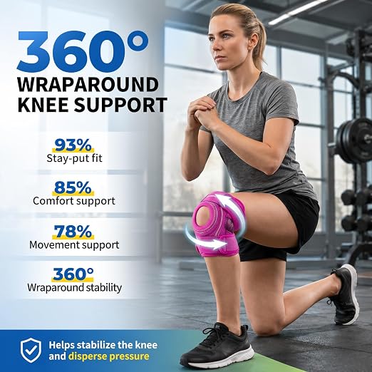 CAMBIVO Knee Brace with Stabilizers, Gel Pad & Open Patella for Men & Women | Open Patella Stabilizer for Arthritis, Meniscus & ACL MCL Relief. Adjustable Compression for Running & Sports Recovery