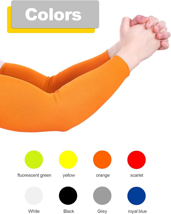 Mudder 8 Pairs UV Sun Protection Cooling Arm Sleeves for Men Women Youth Silk Compression Arm Cover Breathable Outdoors Sport