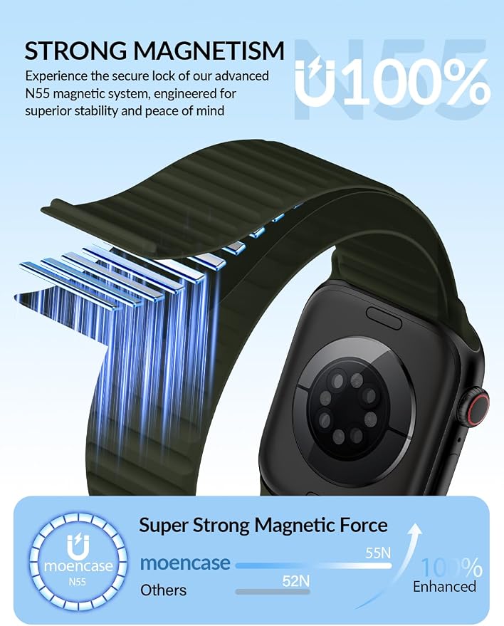 Patented Magnetic Silicone Sport Band for Apple Watch Bands for Women Men | Soft Silicone Solo Loop 40mm 38mm 41mm 44mm 45mm 42mm 49mm, Sport Strap for iWatch Series 11 10 9 8 7 6 5 4 3 2 1 SE Ultra