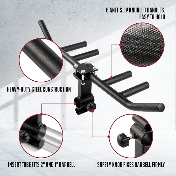 Yes4All Exercise Machine Adjustable T Bar Row Attachment, D Row Handle/Landmine Handle Attachment with Textured Rubber Handles