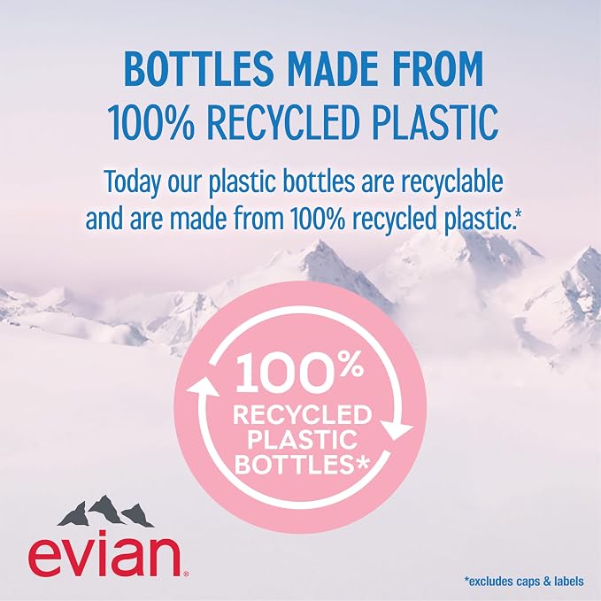 Evian Natural Spring Water, 1 L bottle, 12 pack
