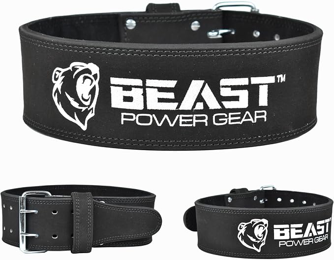 Beast Power Gear Weight Lifting Belts - Free Strap 4” Wide 10mm Thick for Weightlifting Bodybuilding Powerlifting Belt Superior Back Support Gym Belts for Men Women