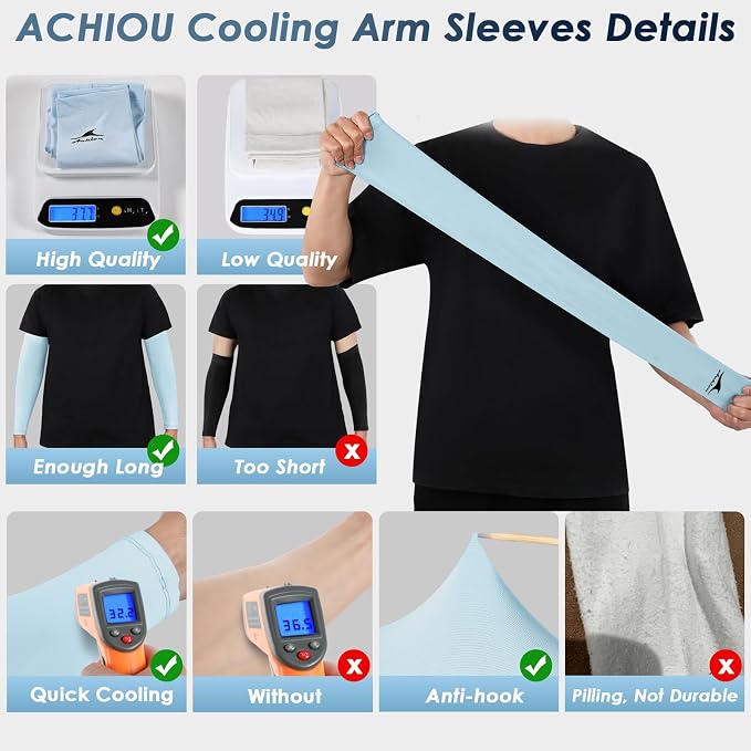 Achiou Volleyball Arm Sleeves for Women, Cooling Ice Silk Sun Sleeves Youth | Summer Ice Silk Compression Sleeves, UPF 50+ UV Protection, Perfect for Teen Girls & Women Outdoor Sports, Anti-slip Silicone