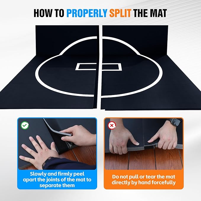 10' x 10' / 10' x 6.5' Foldable Wrestling Mat, Non Slip Waterproof Training Floor Mat for BJJ, MMA, Taekwondo, Grappling, Yoga & Martial Arts Home Workout 1p1