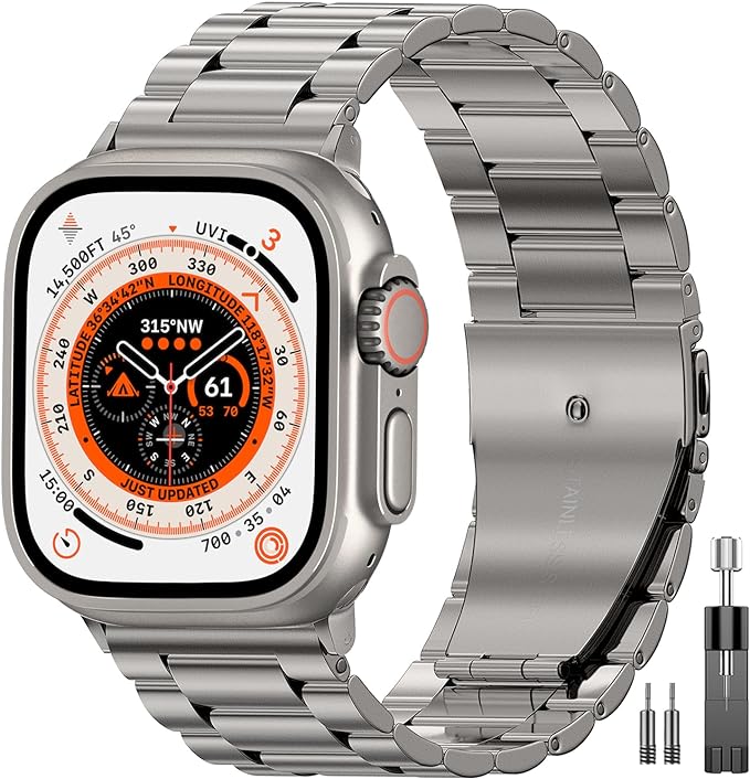 EPULY Compatible with Apple Watch Band 49mm 45mm 44mm 42mm 41mm 40mm 38mm, Business Stainless Steel Metal Watchband for iWatch Band Series 9, Ultra 2, SE, Ultra Series 8 7 6 5 4 3 2 1 Men & Women | Stainless Steel Strap Suitable for Business Setting & ...