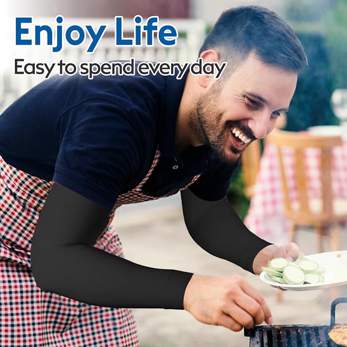 NURCOM Compression Arm Sleeve, 20-30 mmHg, With Silicone, Black M | For Lymphedema, Lipedema, Pain Relief, Edema, Swelling, Post Surgery Recovery, 2 Pack
