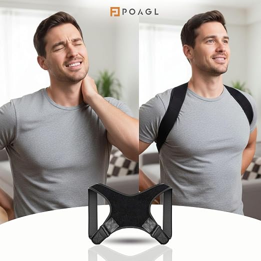 Adjustable Posture Corrector Brace for Men Universal Fit Upper Back, Shoulder & Clavicle Support, Helps Improve Posture & Relieve Neck, Shoulder & Back Pain (Patented Design)